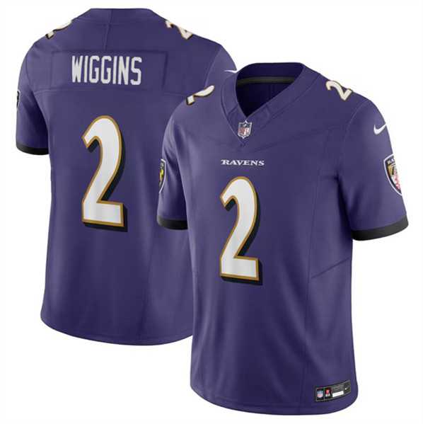 Men & Women & Youth Baltimore Ravens #2 Nate Wiggins Purple 2024 Draft F.U.S.E. Vapor Limited Jersey